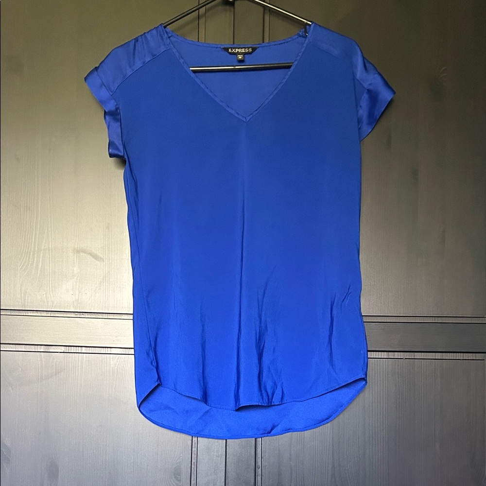 Express Women's Blue V-Neck Blouse